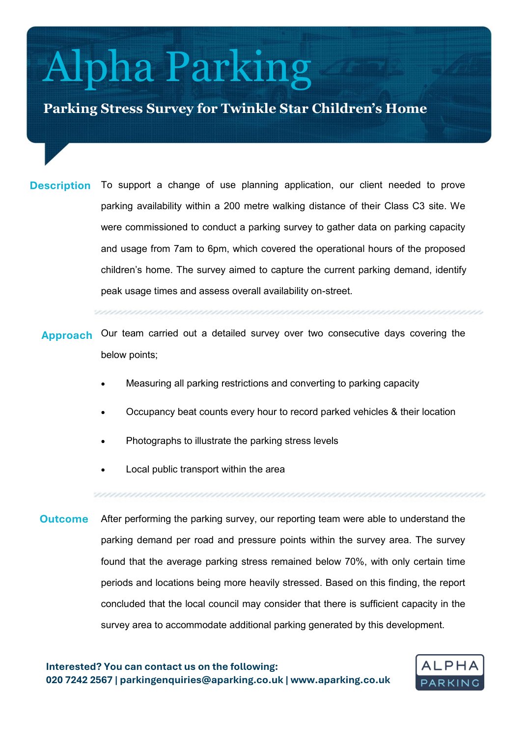 Parking Stress Survey for Twinkle Star Children’s Home case study by Alpha Parking